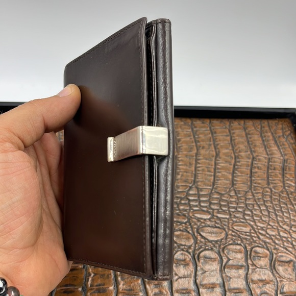 Vintage Prada Y2k Unisex All Leather Dark Espresso Compact Bifold Wallet - Picture 9 of 10
